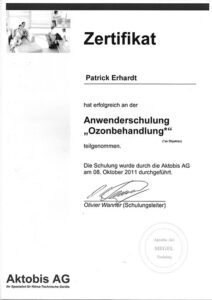 Ozonbehandlung-Zertifikat