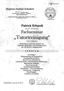 Tatortreinigung-Zertifikat-Fachseminar